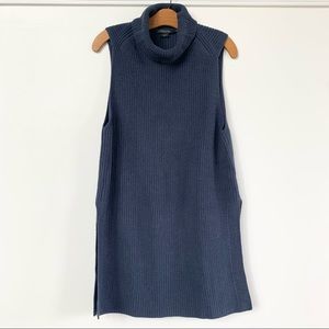 Pendleton Navy Cotton/Cashmere Sleeveless Turtleneck Tunic Sweater XL